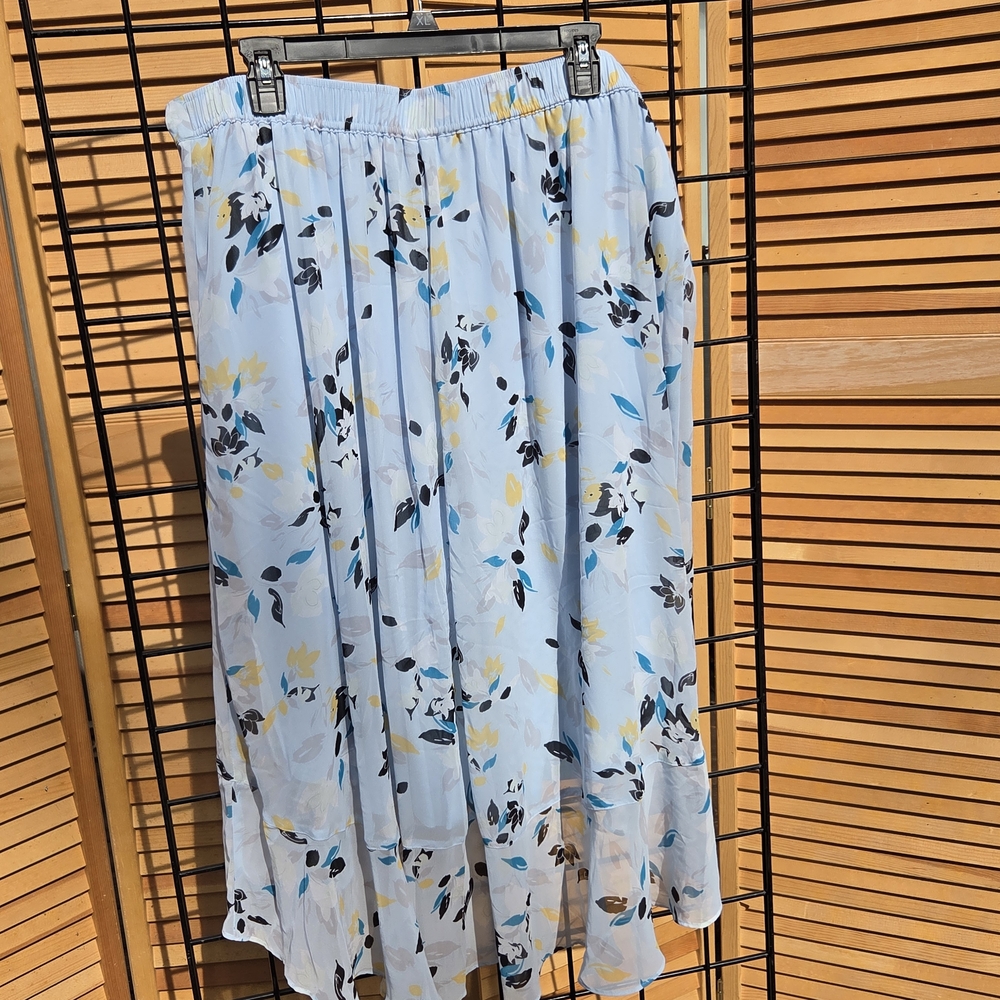 Lane Bryant Asymmetrical Floral Skirt - Blue